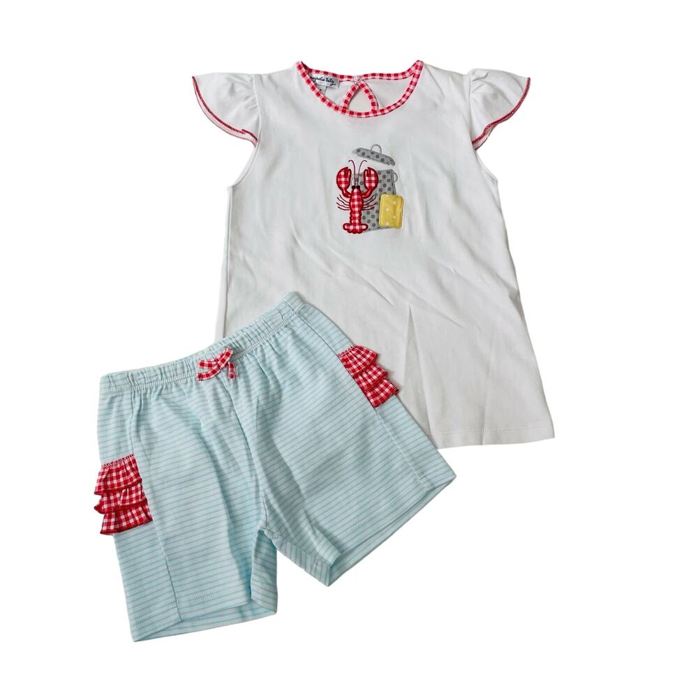 NWT Magnolia Baby Size 6 Crawfish Boil Flutter Short Set